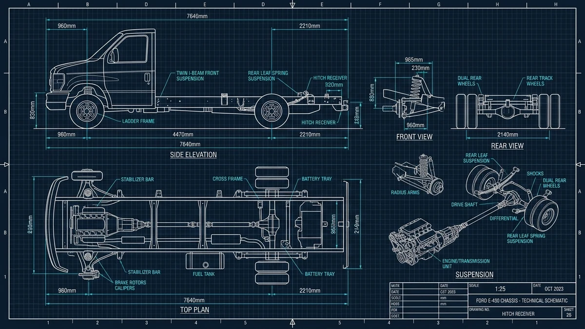 Thor Motor Coach Heavy-Duty Chassis CAD Blueprint & Towing Architecture